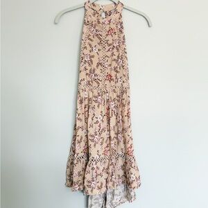 Sunday Mi Amor Floral Sleeveless Halter Neck Midi Dress in Cream Size XS
